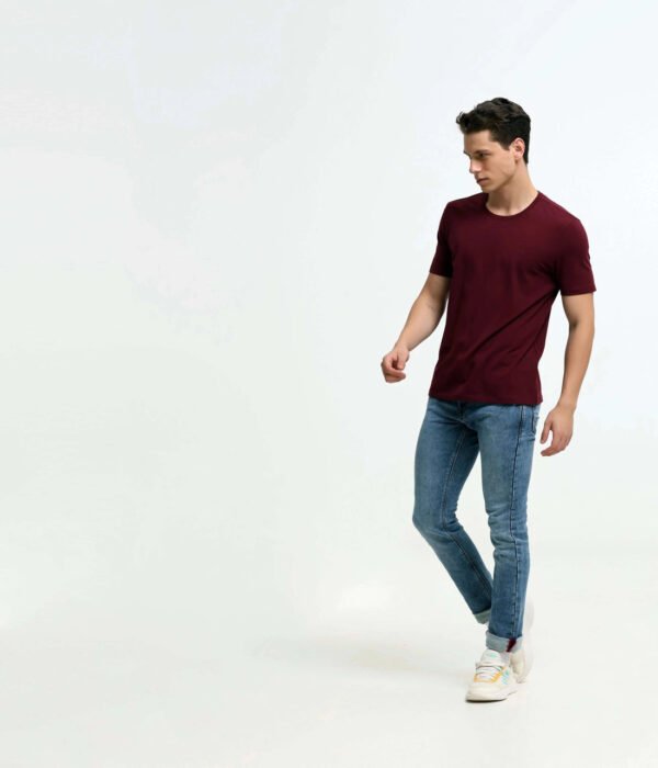 Trendy Mens Maroon T-Shirt Regular Fit - Image 3