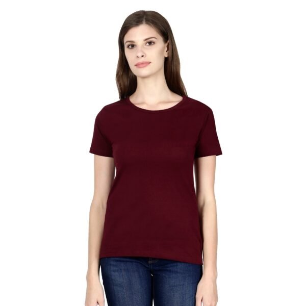 Trendy Graceful Women Merun T-Shirt - Image 2