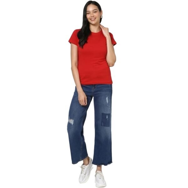 Trendy Graceful Women Red T-Shirt - Image 3