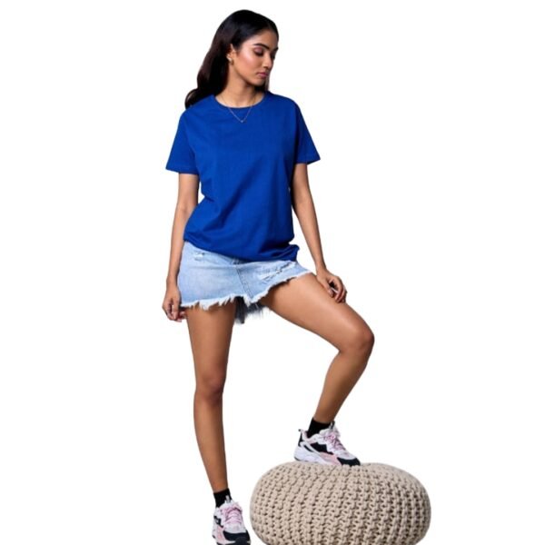 Trendy Graceful Women Royal Blue T-Shirt - Image 2