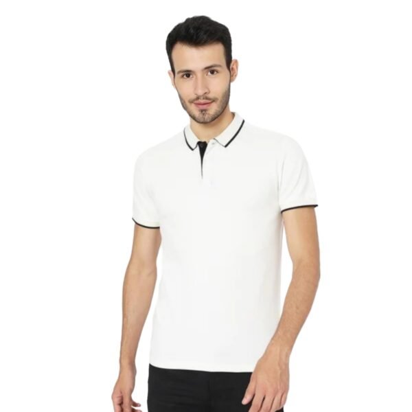 Mens Polo White T-shirt With Tipping