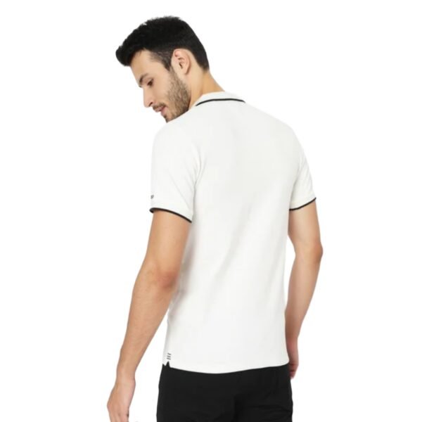 Mens Polo White T-shirt With Tipping - Image 3
