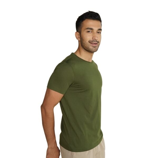Trendy Mens Olive Green T-Shirt Regular Fit - Image 2