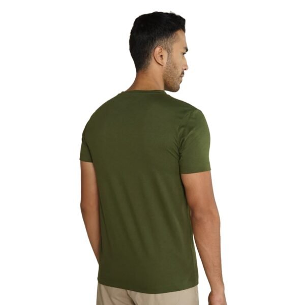 Trendy Mens Olive Green T-Shirt Regular Fit - Image 3