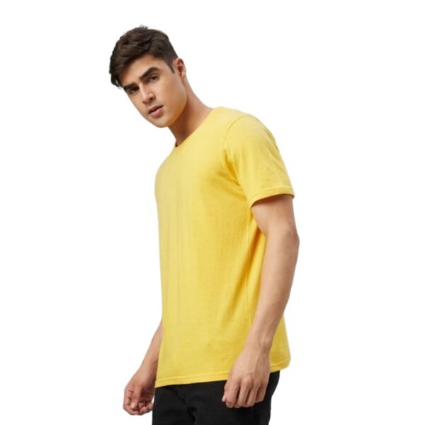 Trendy Mens Yellow T-Shirt Regular Fit - Image 2