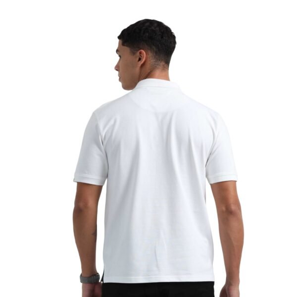 Mens Solid Polo White T-shirt - Image 3