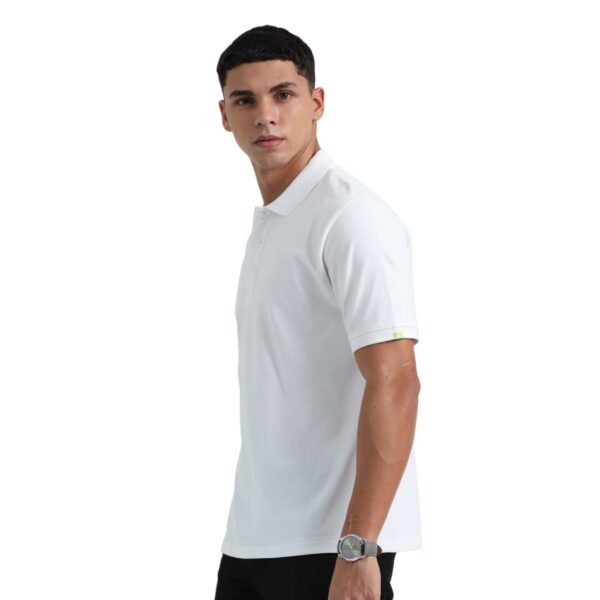 Mens Solid Polo White T-shirt - Image 2
