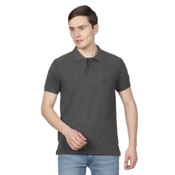 Mens Solid Polo Grey T-shirt