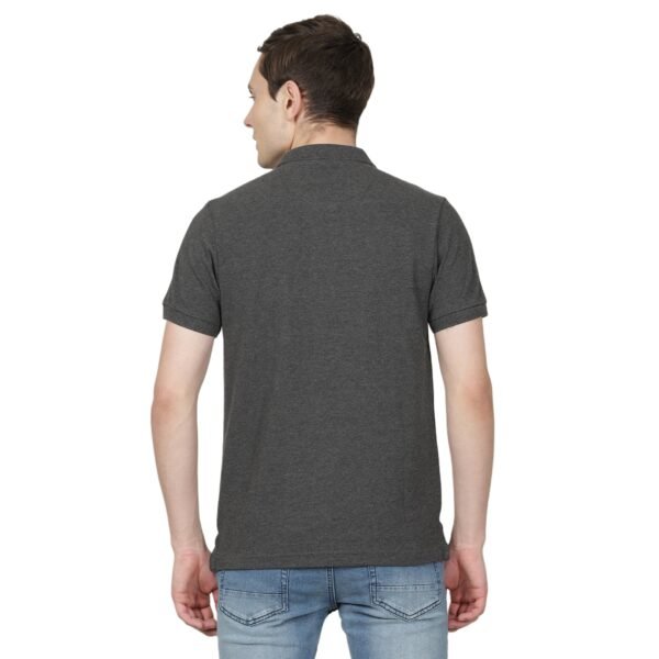 Mens Solid Polo Grey T-shirt - Image 2
