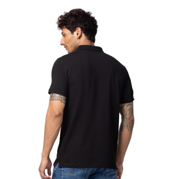 Mens Solid Polo Black T-shirt - Image 2