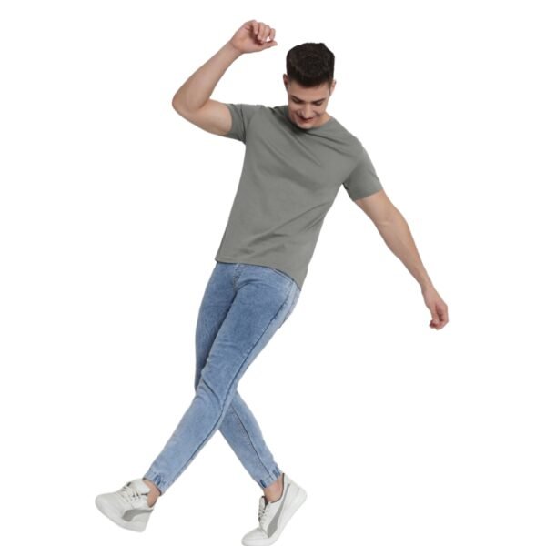 Trendy Mens Grey T-Shirt Regular Fit - Image 3