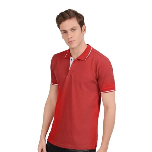 Mens Polo Red T-shirt with Tipping