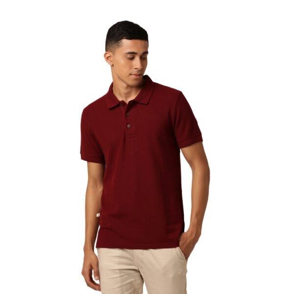 Mens Solid Polo Maroon T-shirt
