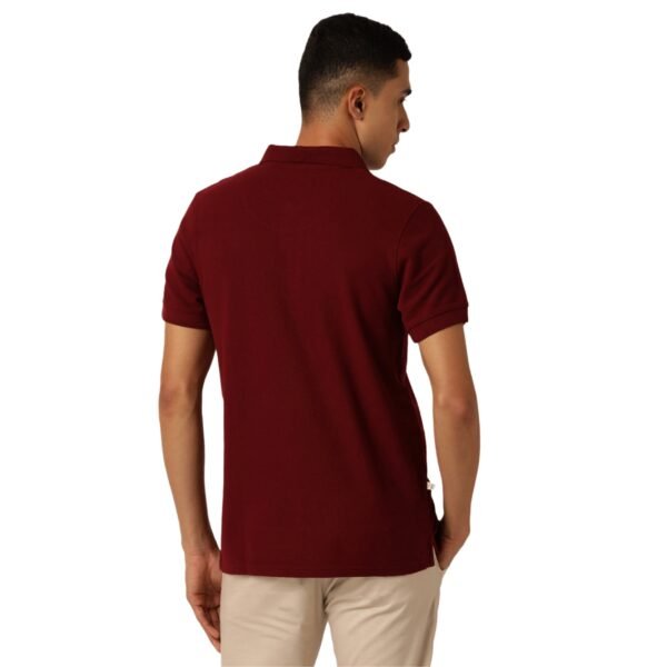 Mens Solid Polo Maroon T-shirt - Image 2