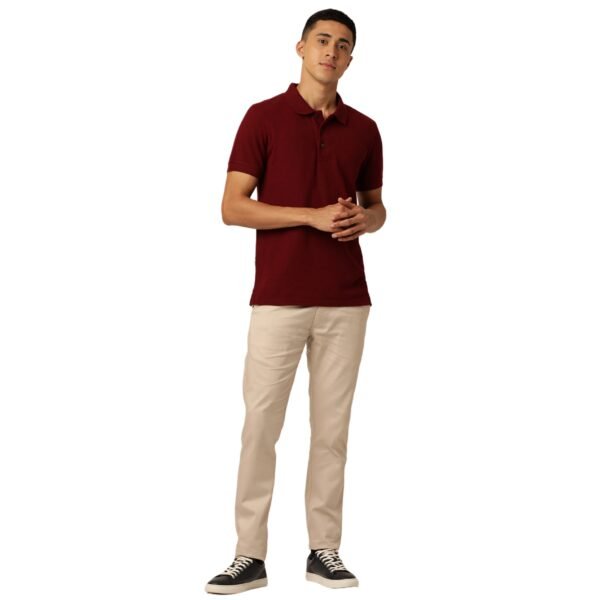 Mens Solid Polo Maroon T-shirt - Image 3