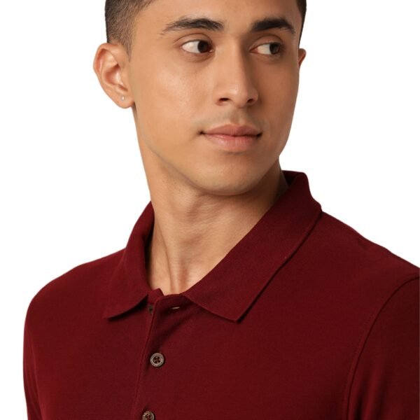 Mens Solid Polo Maroon T-shirt - Image 4