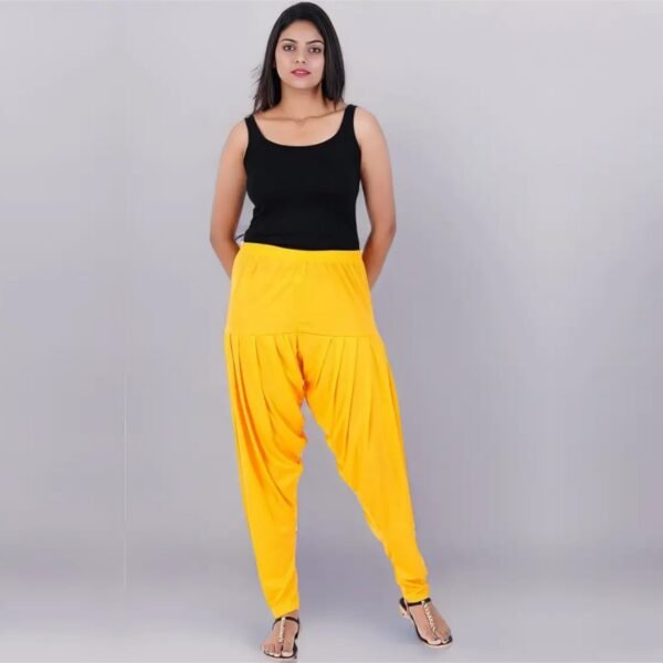 Women Viscose Yellow Patiala Pant