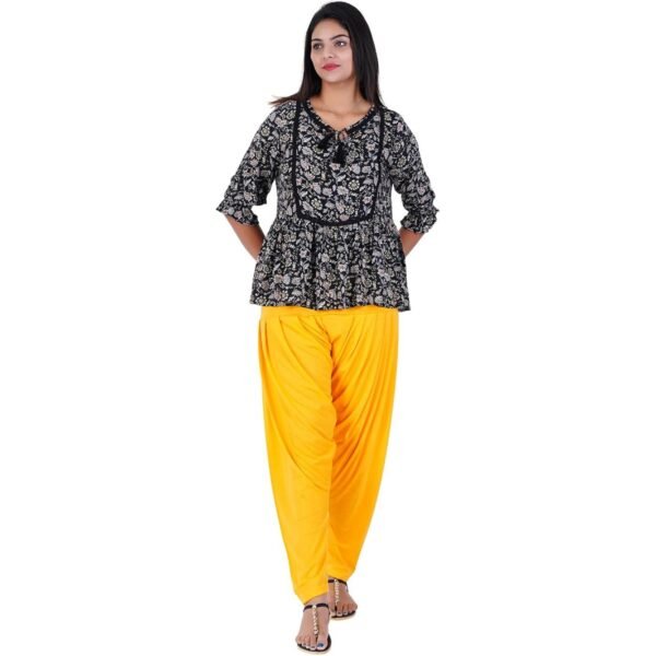 Women Viscose Yellow Patiala Pant - Image 2