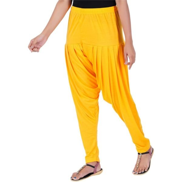 Women Viscose Yellow Patiala Pant - Image 3