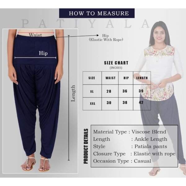 Women's Viscose Pink Patiala Pant - Image 4