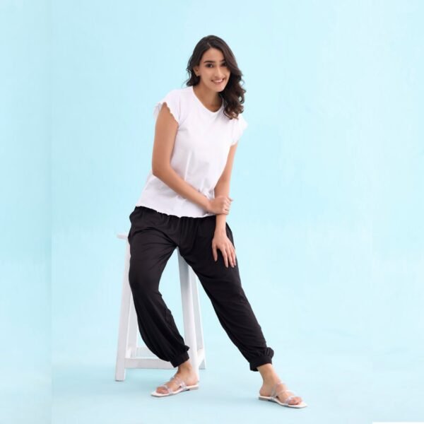 Women Viscose Black Patiala Pant - Image 2