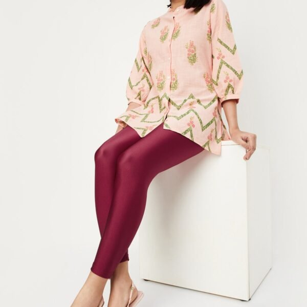 Women Shimmer Ankle Length Maroon Leggings