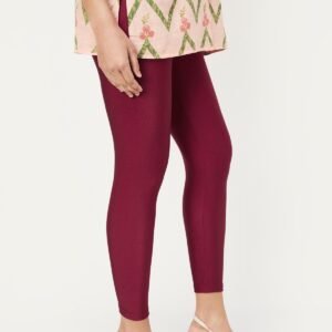 Women Shimmer Ankle Length Maroon Leggings