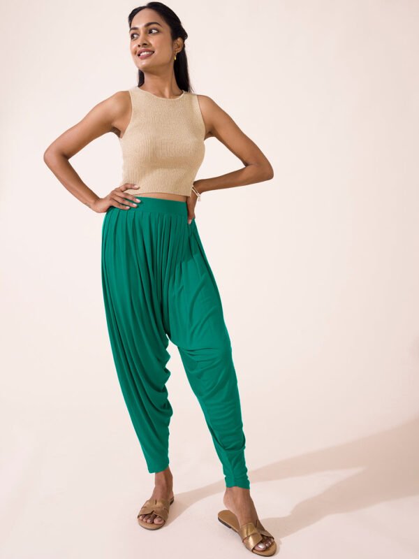 Women Viscose Green Patiala Pant