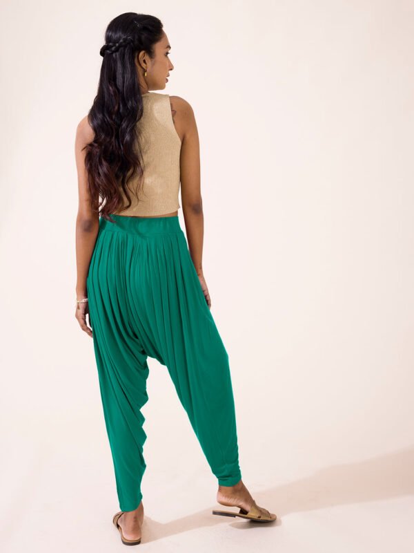 Women Viscose Green Patiala Pant - Image 3