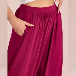 Women Viscose Maroon Patiala Pant