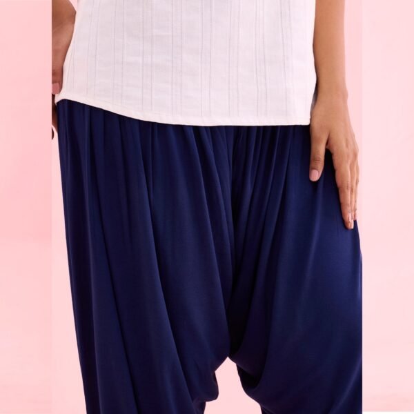 Women Viscose Navy Blue Patiala Pant - Image 3