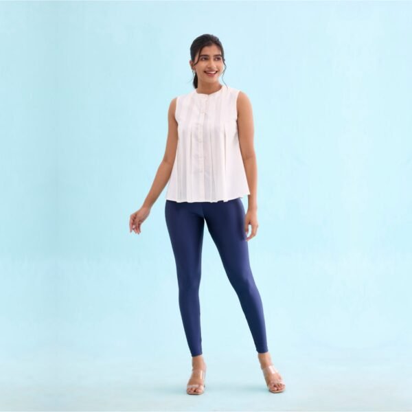 Women Shimmer Ankle Length Navy Blue Leggings