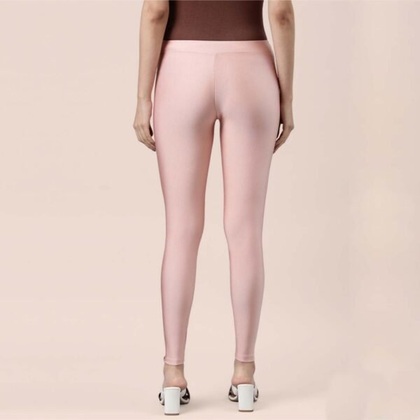 Women Shimmer Ankle Length Rose Gold Leggings - Image 3