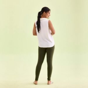 Women Shimmer Ankle Length Olive Leggings