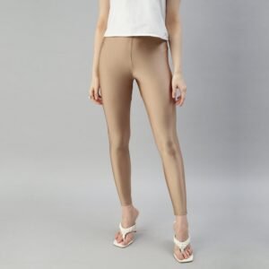 Women Shimmer Ankle Length Peach Leggings