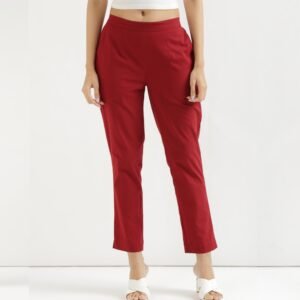 Women Kurti Straight Pant Red