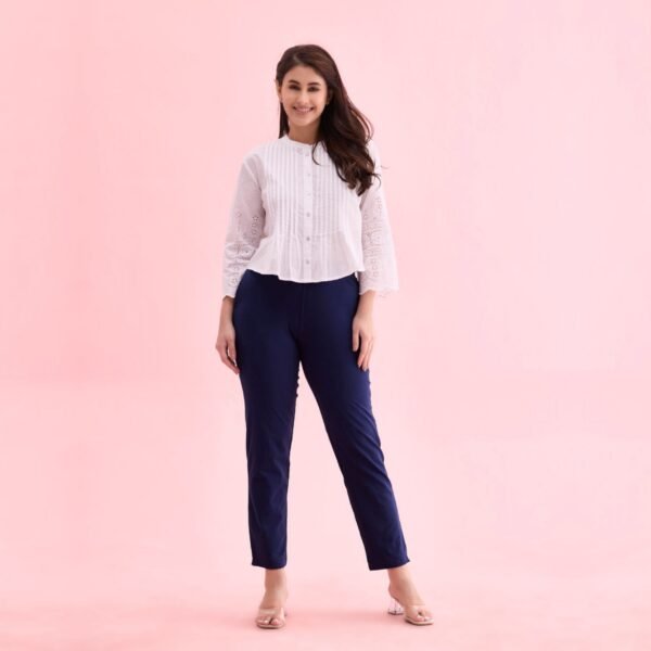 Women Kurti Straight Pant Navy Blue