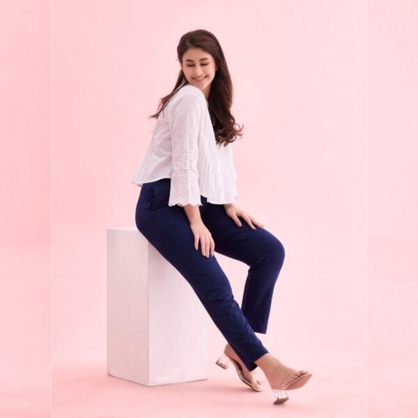 Women Kurti Straight Pant Navy Blue - Image 2