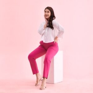 Women Kurti Straight Pant Rani Pink