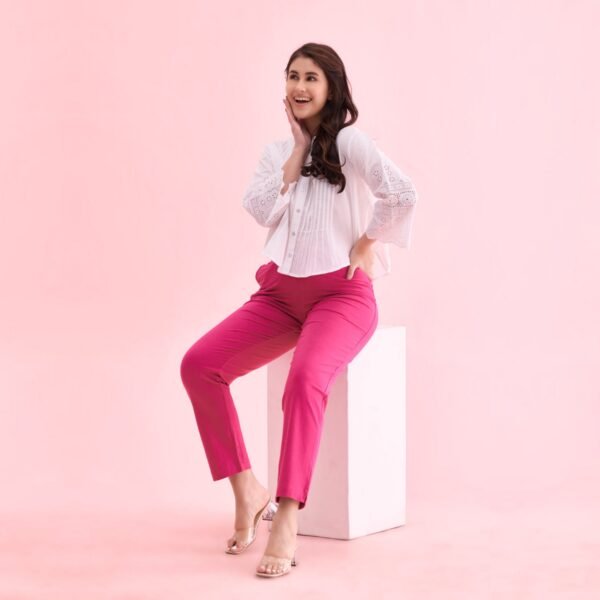 Women Kurti Straight Pant Rani Pink - Image 2