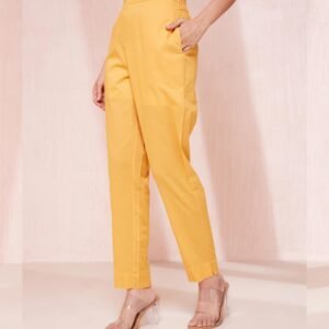 Women Kurti Straight Pant Yellow