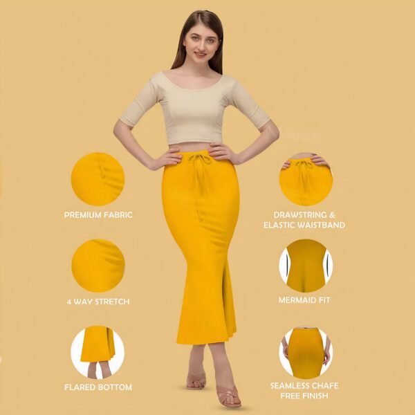 Women Spandex Saree Shapewear Mango Yellow