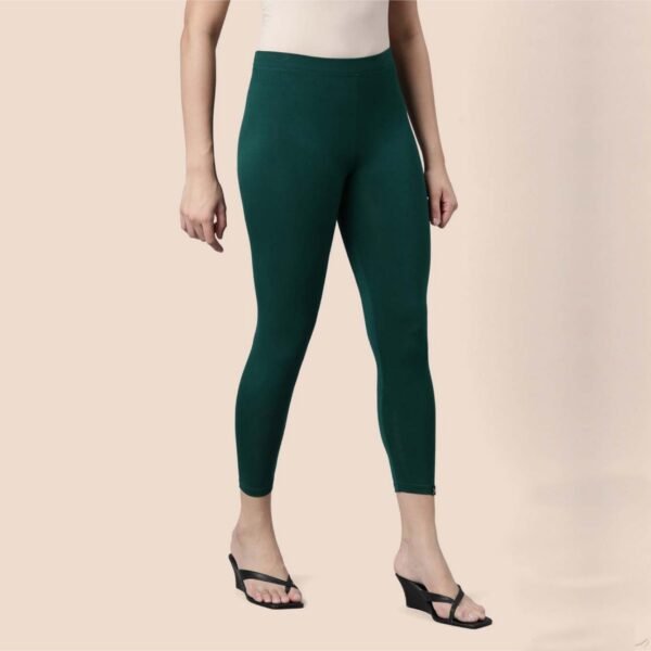 Exclusive Women Ankle Belt Leggings Bottle Green - Image 2