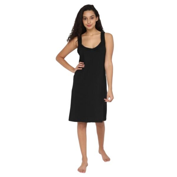 Black Knee Length Women Night Slip