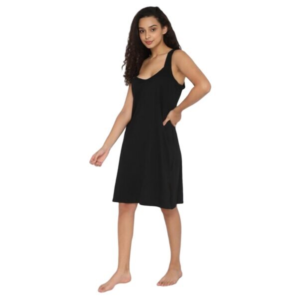 Black Knee Length Women Night Slip - Image 2