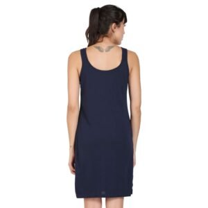 Navy Blue Knee Length Women Night Slip