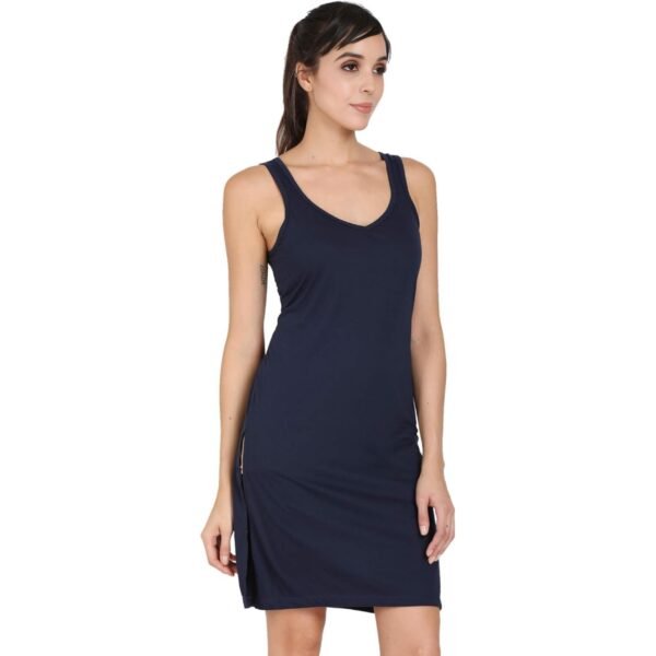Navy Blue Knee Length Women Night Slip - Image 3