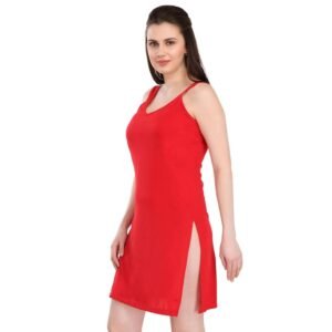 Red Knee Length Women Night Slip