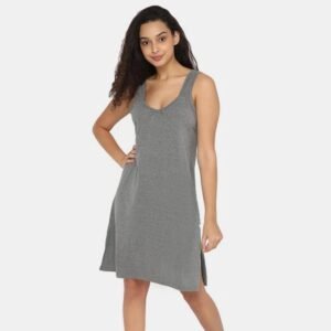 Grey Knee Length Women Night Slip