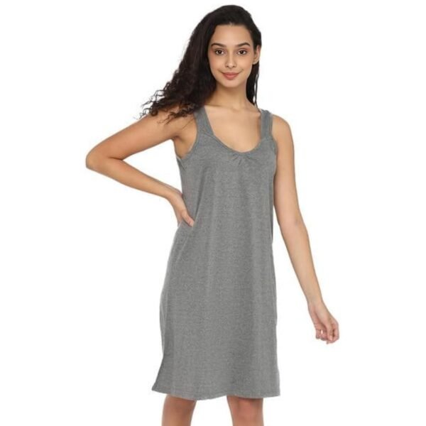 Grey Knee Length Women Night Slip - Image 2